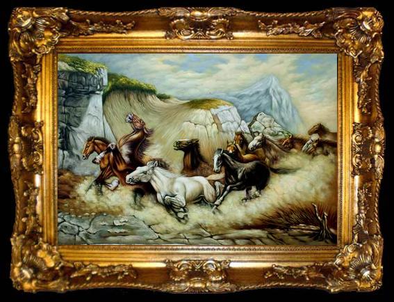 framed  unknow artist Horses 048, ta009-2
